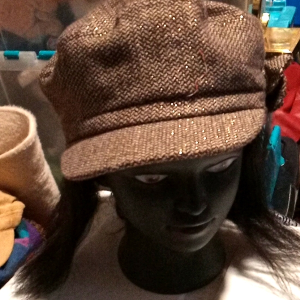 Brown Cap with Gold Sparkles